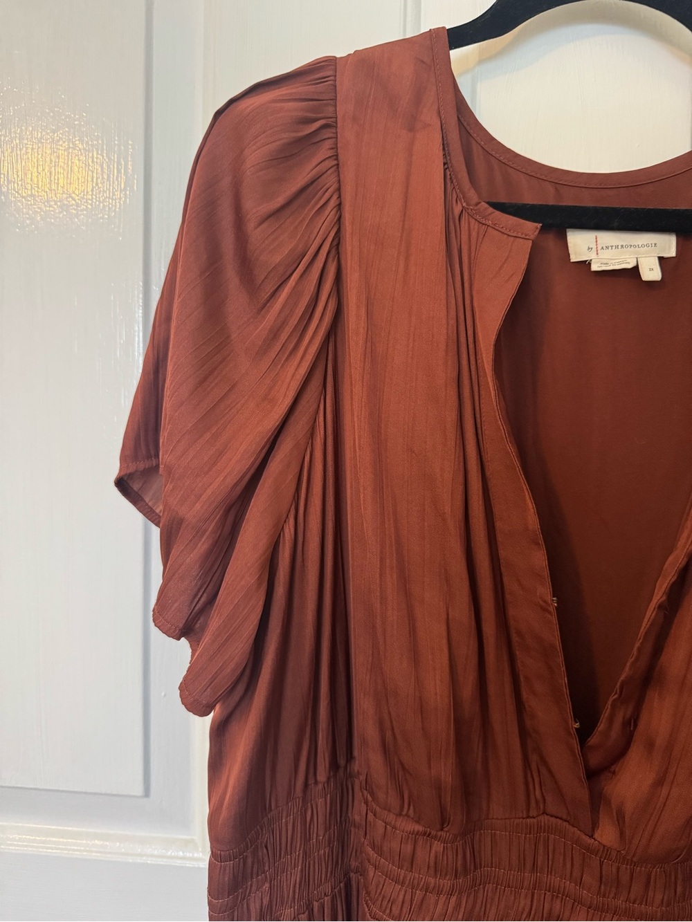 Anthropologie Rust Maxi Tiered V-Neck Dress - Picture 3 of 3